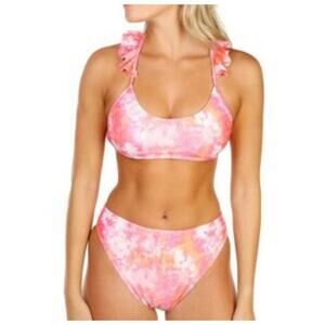 LA LA Swim Tie Dye High Rise bikini Bottom size small